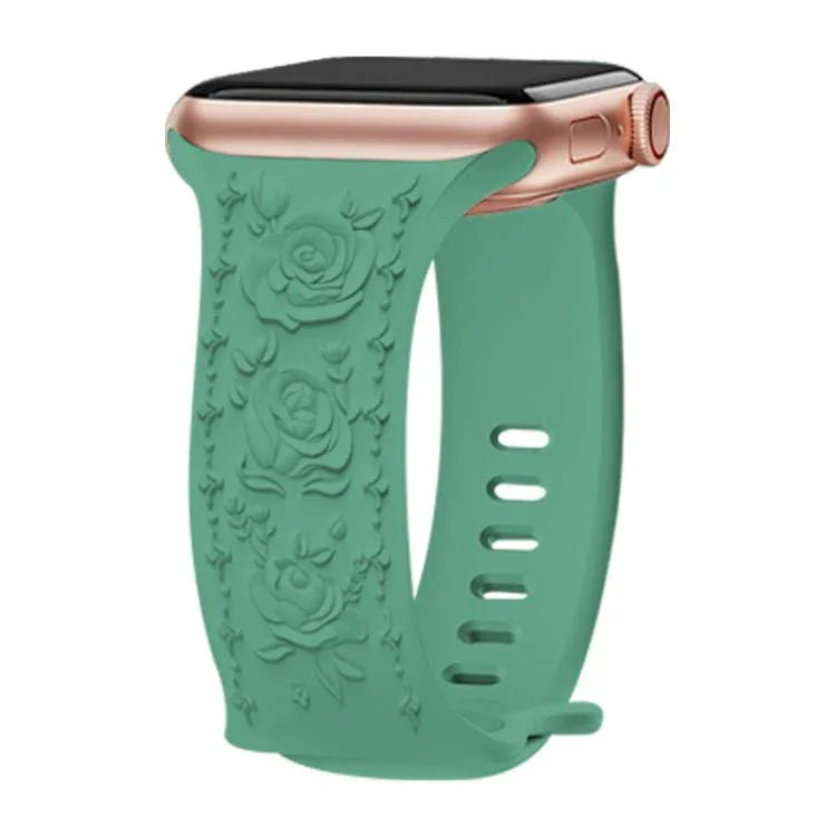Dây đồng hồ silicone Kalebol với khóa hình số 8 và hoa văn hoa hồng, Dành cho Apple Watch 46mm / 49mm / 45mm / 44mm, Dành cho Apple Watch 42mm / 41mm / 40mm / 38mm