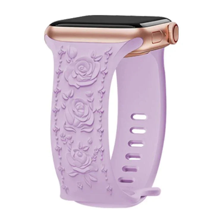 Dây đồng hồ silicone Kalebol với khóa hình số 8 và hoa văn hoa hồng, Dành cho Apple Watch 46mm / 49mm / 45mm / 44mm, Dành cho Apple Watch 42mm / 41mm / 40mm / 38mm