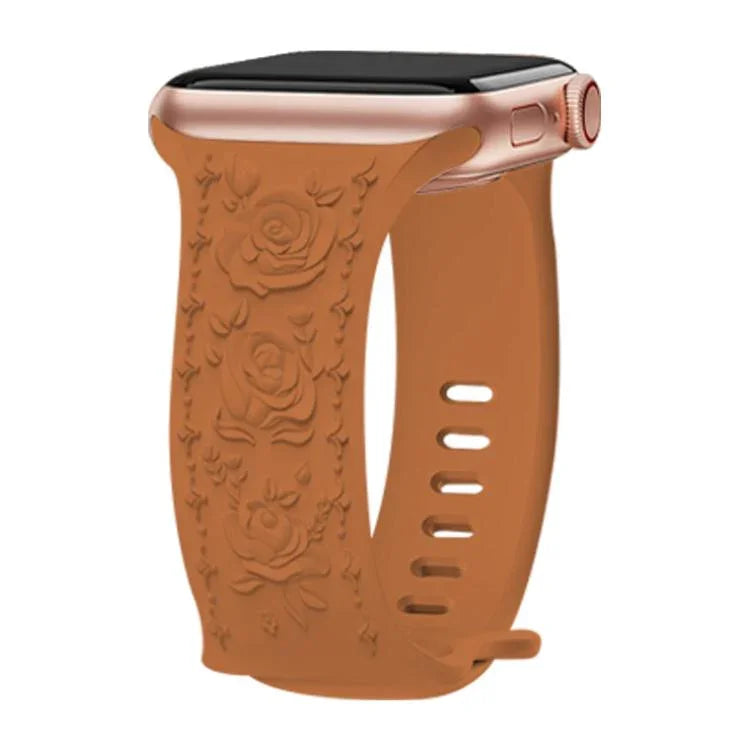 Dây đồng hồ silicone Kalebol với khóa hình số 8 và hoa văn hoa hồng, Dành cho Apple Watch 46mm / 49mm / 45mm / 44mm, Dành cho Apple Watch 42mm / 41mm / 40mm / 38mm