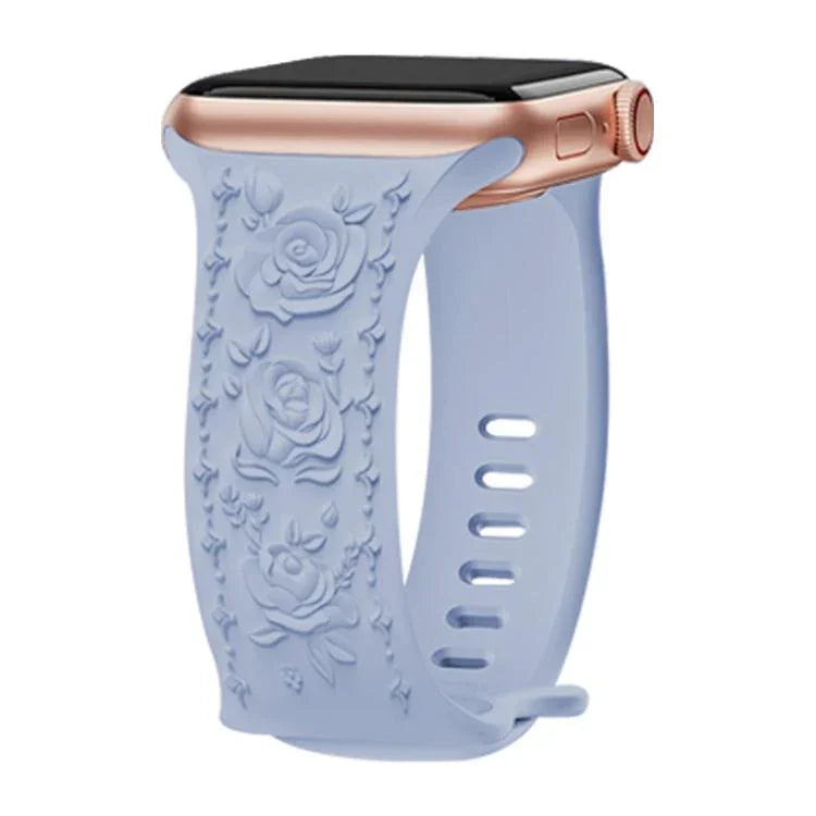 Dây đồng hồ silicone Kalebol với khóa hình số 8 và hoa văn hoa hồng, Dành cho Apple Watch 46mm / 49mm / 45mm / 44mm, Dành cho Apple Watch 42mm / 41mm / 40mm / 38mm
