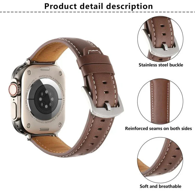 Dây đồng hồ da thật trơn Kalebol, Dành cho Apple Watch 46mm / 49mm / 45mm / 44mm, Dành cho Apple Watch 42mm / 41mm / 40mm / 38mm