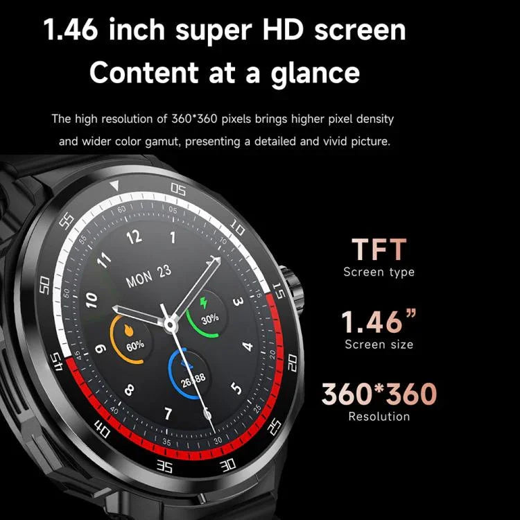 Tai nghe Bluetooth 2 trong 1 D11 màn hình 1.46 inch, hỗ trợ gọi Bluetooth / NFC / đo nhịp tim, D11 (Đen), D11 (Xanh lá)