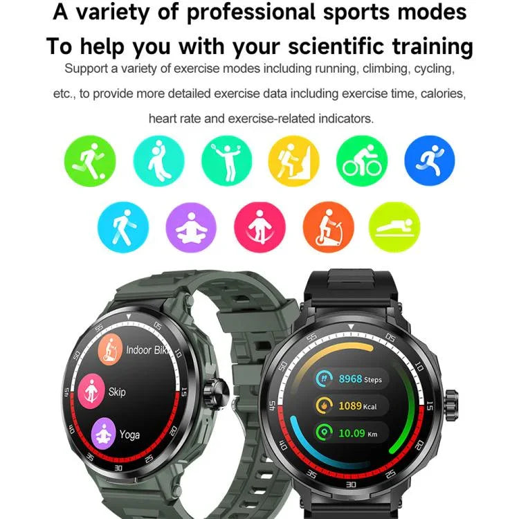 Tai nghe Bluetooth 2 trong 1 D11 màn hình 1.46 inch, hỗ trợ gọi Bluetooth / NFC / đo nhịp tim, D11 (Đen), D11 (Xanh lá)