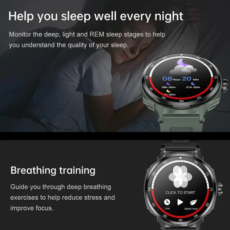 Tai nghe Bluetooth 2 trong 1 D11 màn hình 1.46 inch, hỗ trợ gọi Bluetooth / NFC / đo nhịp tim, D11 (Đen), D11 (Xanh lá)