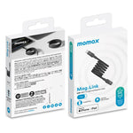 MOMAX DL57D Mag.Link cáp dữ liệu sạc nhanh 60W Type-C sang 8 Pin có nam châm, chiều dài: 1m