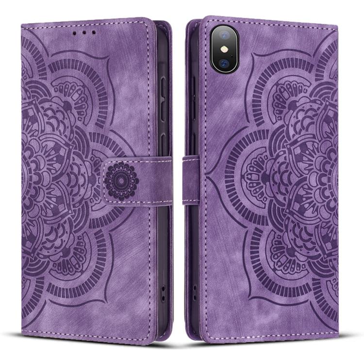 Ốp lưng điện thoại da mờ cổ điển Mandala dập nổi, dành cho iPhone XR, dành cho iPhone XS Max, dành cho iPhone 7 Plus / 8 Plus