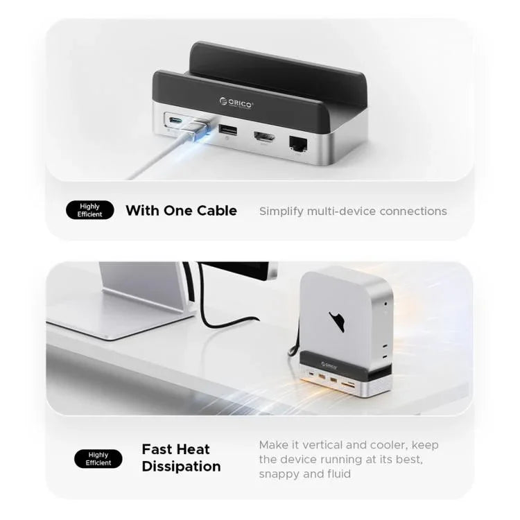 ORICO VSP10 Mini Dock Desktop Storage Expansion Multi-function Holder for Mac Mini 2024, 512GB, 1TB, 2TB, 4TB