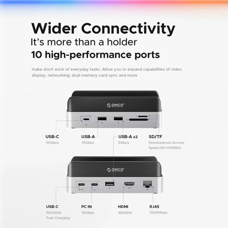 ORICO VSP10 Mini Dock Desktop Storage Expansion Multi-function Holder for Mac Mini 2024, 512GB, 1TB, 2TB, 4TB