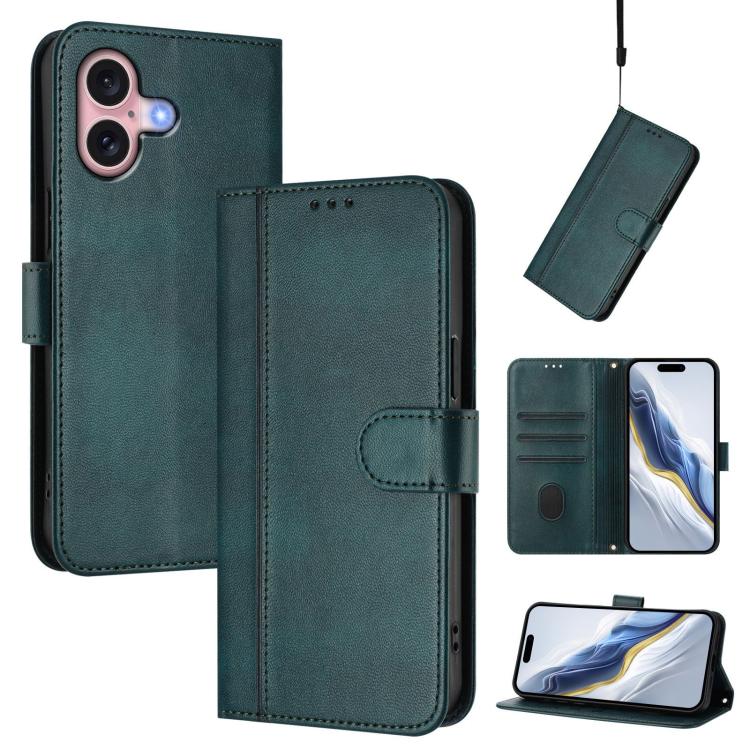 Ốp lưng điện thoại da cổ điển khóa ghép đường kẻ, dành cho iPhone 16 Pro, iPhone 16 Plus, iPhone 16, iPhone 15 Pro Max, iPhone 15 Pro, iPhone 15 Plus