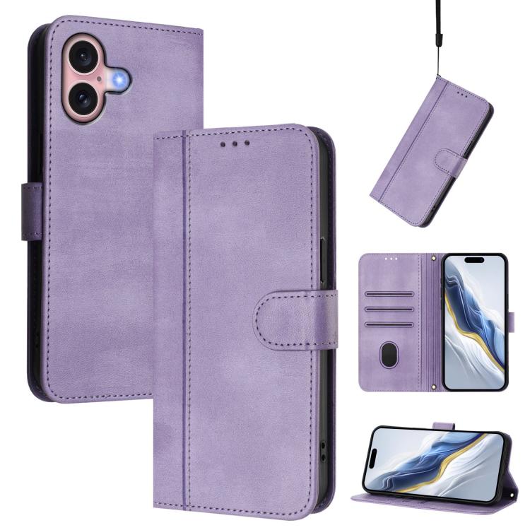Ốp lưng điện thoại da cổ điển khóa ghép đường kẻ, dành cho iPhone 16 Pro, iPhone 16 Plus, iPhone 16, iPhone 15 Pro Max, iPhone 15 Pro, iPhone 15 Plus
