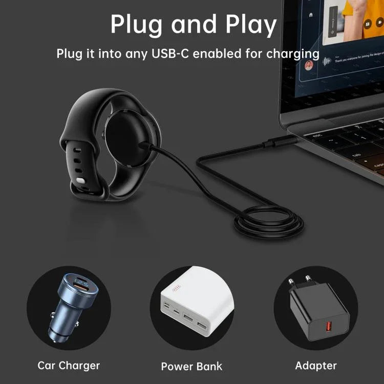 Cáp sạc từ tính đồng hồ thông minh xDfind cho Google Pixel Watch, chiều dài: 1m, cổng USB