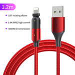 Cáp sạc USB 2.4A sang 8 Pin đầu gập xoay 180 độ, 1.2m 8 Pin, 2m 8 Pin
