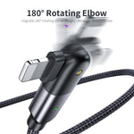 Cáp sạc USB 2.4A sang 8 Pin đầu gập xoay 180 độ, 1.2m 8 Pin, 2m 8 Pin