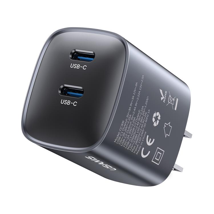 USAMS CC306 T66 Sạc nhanh GaN 45W Dual USB-C / Type-C, phích cắm US, CC306