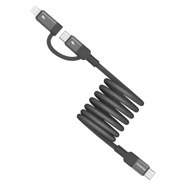 Cáp dữ liệu từ USB-C / Type-C sang USB-C / Type-C / 8 Pin từ tính Momax Mag.Link Duo 60W, DC58 dài 1m, DL58 60W 1m