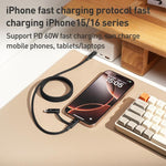 Cáp dữ liệu từ USB-C / Type-C sang USB-C / Type-C / 8 Pin từ tính Momax Mag.Link Duo 60W, DC58 dài 1m, DL58 60W 1m