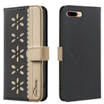 Ốp lưng điện thoại da RFID họa tiết hoa rỗng ghép màu, dành cho iPhone XS Max, iPhone 6 Plus / 7 Plus / 8 Plus, iPhone 6 / 7 / 8