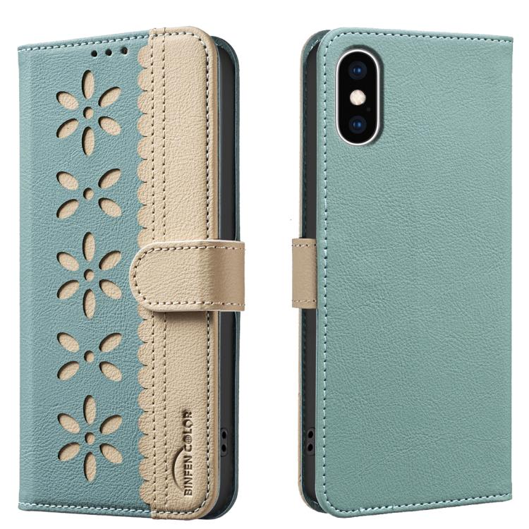Ốp lưng điện thoại da RFID họa tiết hoa rỗng ghép màu, dành cho iPhone XS Max, iPhone 6 Plus / 7 Plus / 8 Plus, iPhone 6 / 7 / 8