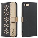 Ốp lưng điện thoại da RFID họa tiết hoa rỗng ghép màu, dành cho iPhone XS Max, iPhone 6 Plus / 7 Plus / 8 Plus, iPhone 6 / 7 / 8