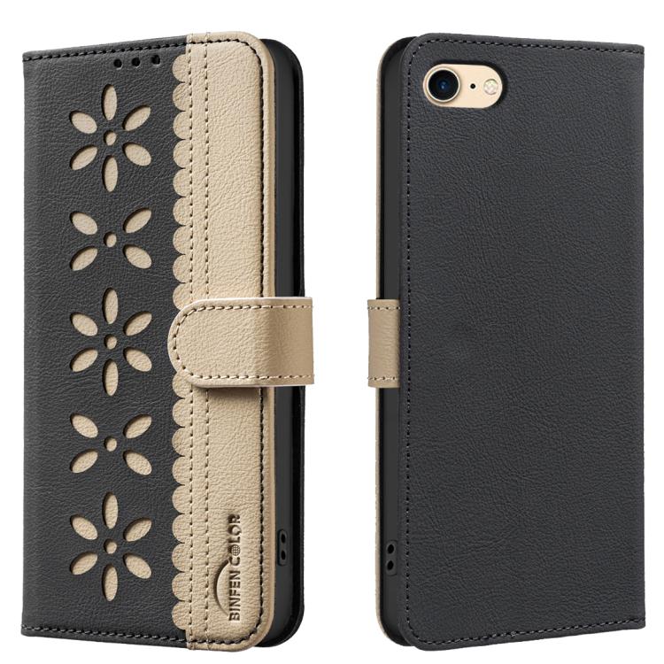Ốp lưng điện thoại da RFID họa tiết hoa rỗng ghép màu, dành cho iPhone XS Max, iPhone 6 Plus / 7 Plus / 8 Plus, iPhone 6 / 7 / 8