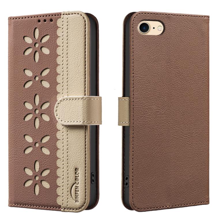 Ốp lưng điện thoại da RFID họa tiết hoa rỗng ghép màu, dành cho iPhone XS Max, iPhone 6 Plus / 7 Plus / 8 Plus, iPhone 6 / 7 / 8