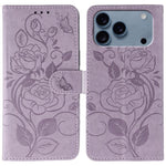 Ốp lưng điện thoại da dập nổi hoa hồng bướm, dành cho iPhone 17e / 16e, dành cho iPhone 17 Pro Max, dành cho iPhone 17 Pro, dành cho iPhone 17, dành cho iPhone Air