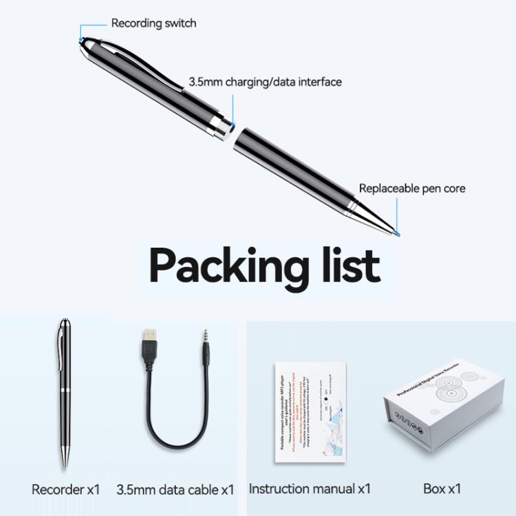Bút ghi âm AI thông minh JNN Q90A hỗ trợ điều khiển APP, 8GB, 16GB, 32GB, 64GB, 128GB