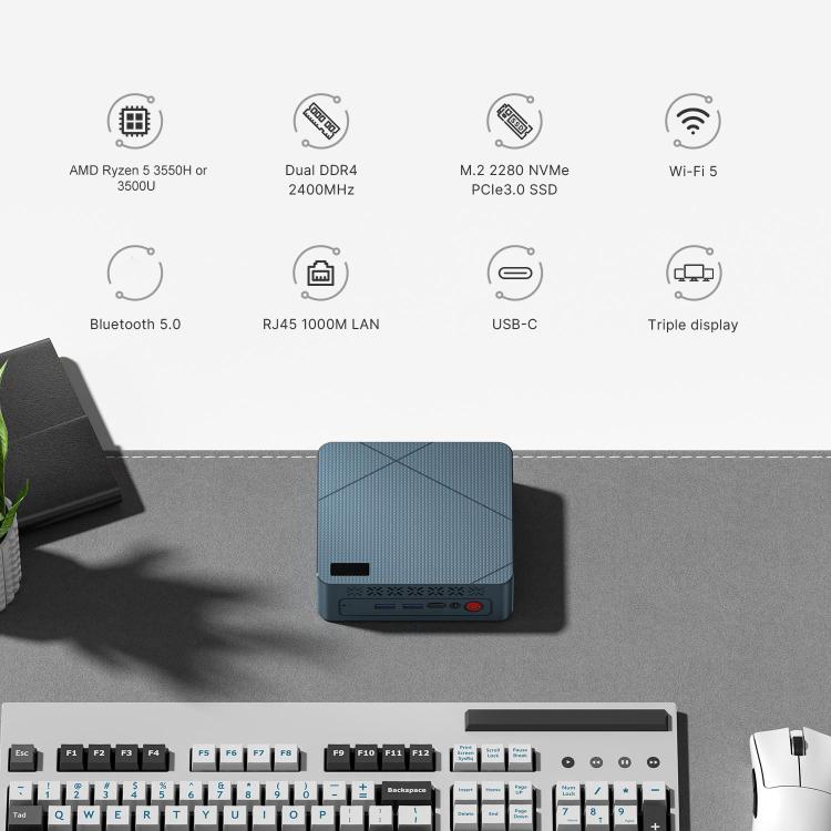 GXMO GN7 Mini PC Windows 11, Bộ Vi Xử Lý AMD Ryzen 5 3550H 4 Nhân, 16GB+512GB