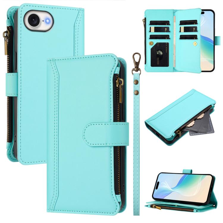 Ốp lưng da khóa nam châm có 9 ngăn đựng thẻ và dây đeo tay, dành cho iPhone 17e / 16e, dành cho iPhone 17 Pro Max, dành cho iPhone 17 Pro, dành cho iPhone 17, dành cho iPhone Air, dành cho iPhone 16 Pro Max, dành cho iPhone 16 Pro, dành cho iPhone 16 Plus