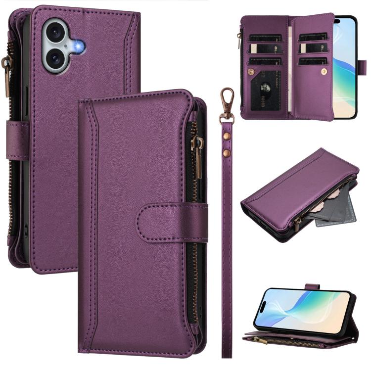 Ốp lưng da khóa nam châm có 9 ngăn đựng thẻ và dây đeo tay, dành cho iPhone 17e / 16e, dành cho iPhone 17 Pro Max, dành cho iPhone 17 Pro, dành cho iPhone 17, dành cho iPhone Air, dành cho iPhone 16 Pro Max, dành cho iPhone 16 Pro, dành cho iPhone 16 Plus