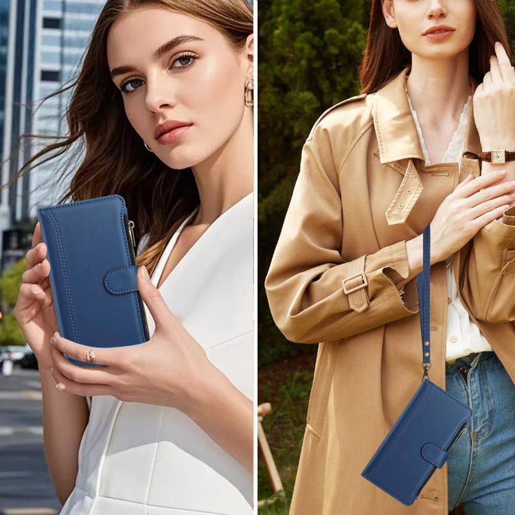 Bao da da có khóa nam châm, 9 khe đựng thẻ, khóa kéo, có dây đeo tay, dành cho iPhone 14 Pro Max, iPhone SE 2022 / 2020 / 8 / 7, iPhone 13 Pro Max, iPhone 13 Pro, iPhone 13 mini, iPhone 12 / 12 Pro, iPhone 12 Pro Max, iPhone 12 mini