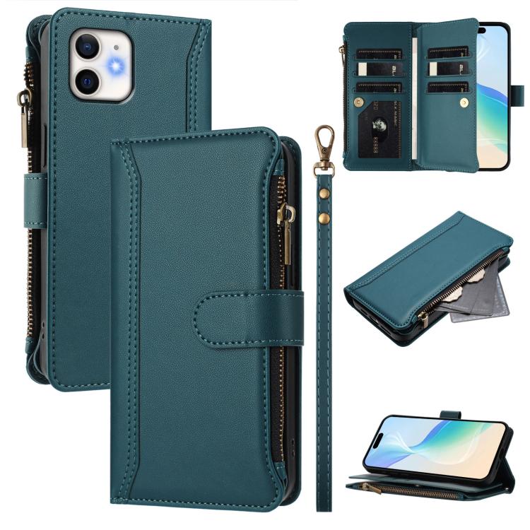 Bao da da có khóa nam châm, 9 khe đựng thẻ, khóa kéo, có dây đeo tay, dành cho iPhone 14 Pro Max, iPhone SE 2022 / 2020 / 8 / 7, iPhone 13 Pro Max, iPhone 13 Pro, iPhone 13 mini, iPhone 12 / 12 Pro, iPhone 12 Pro Max, iPhone 12 mini
