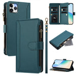 Ốp lưng da khóa từ tính 9 ngăn thẻ có dây kéo và dây đeo tay, dành cho iPhone 11 Pro Max, iPhone 11, iPhone 11 Pro, iPhone XS / X, iPhone XR, iPhone XS Max, iPhone 8 Plus / 7 Plus