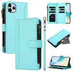Ốp lưng da khóa từ tính 9 ngăn thẻ có dây kéo và dây đeo tay, dành cho iPhone 11 Pro Max, iPhone 11, iPhone 11 Pro, iPhone XS / X, iPhone XR, iPhone XS Max, iPhone 8 Plus / 7 Plus