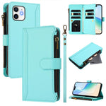 Ốp lưng da khóa từ tính 9 ngăn thẻ có dây kéo và dây đeo tay, dành cho iPhone 11 Pro Max, iPhone 11, iPhone 11 Pro, iPhone XS / X, iPhone XR, iPhone XS Max, iPhone 8 Plus / 7 Plus