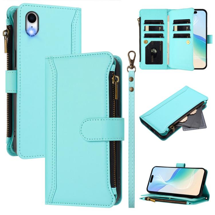 Ốp lưng da khóa từ tính 9 ngăn thẻ có dây kéo và dây đeo tay, dành cho iPhone 11 Pro Max, iPhone 11, iPhone 11 Pro, iPhone XS / X, iPhone XR, iPhone XS Max, iPhone 8 Plus / 7 Plus