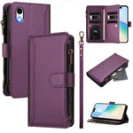 Ốp lưng da khóa từ tính 9 ngăn thẻ có dây kéo và dây đeo tay, dành cho iPhone 11 Pro Max, iPhone 11, iPhone 11 Pro, iPhone XS / X, iPhone XR, iPhone XS Max, iPhone 8 Plus / 7 Plus