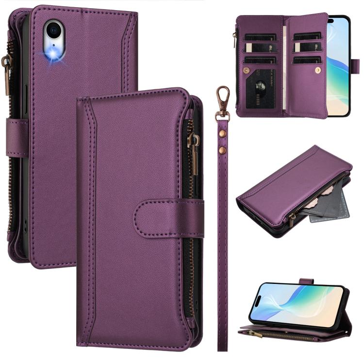 Ốp lưng da khóa từ tính 9 ngăn thẻ có dây kéo và dây đeo tay, dành cho iPhone 11 Pro Max, iPhone 11, iPhone 11 Pro, iPhone XS / X, iPhone XR, iPhone XS Max, iPhone 8 Plus / 7 Plus