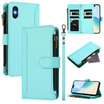 Ốp lưng da khóa từ tính 9 ngăn thẻ có dây kéo và dây đeo tay, dành cho iPhone 11 Pro Max, iPhone 11, iPhone 11 Pro, iPhone XS / X, iPhone XR, iPhone XS Max, iPhone 8 Plus / 7 Plus