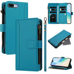 Ốp lưng da khóa từ tính 9 ngăn thẻ có dây kéo và dây đeo tay, dành cho iPhone 11 Pro Max, iPhone 11, iPhone 11 Pro, iPhone XS / X, iPhone XR, iPhone XS Max, iPhone 8 Plus / 7 Plus