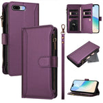 Ốp lưng da khóa từ tính 9 ngăn thẻ có dây kéo và dây đeo tay, dành cho iPhone 11 Pro Max, iPhone 11, iPhone 11 Pro, iPhone XS / X, iPhone XR, iPhone XS Max, iPhone 8 Plus / 7 Plus