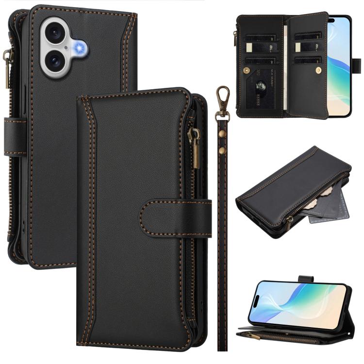 Ốp lưng da khóa nam châm có 9 ngăn đựng thẻ và dây đeo tay, dành cho iPhone 17e / 16e, dành cho iPhone 17 Pro Max, dành cho iPhone 17 Pro, dành cho iPhone 17, dành cho iPhone Air, dành cho iPhone 16 Pro Max, dành cho iPhone 16 Pro, dành cho iPhone 16 Plus