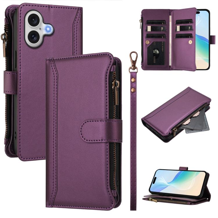 Ốp lưng da khóa nam châm có 9 ngăn đựng thẻ và dây đeo tay, dành cho iPhone 17e / 16e, dành cho iPhone 17 Pro Max, dành cho iPhone 17 Pro, dành cho iPhone 17, dành cho iPhone Air, dành cho iPhone 16 Pro Max, dành cho iPhone 16 Pro, dành cho iPhone 16 Plus