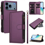 Ốp lưng da khóa nam châm có 9 ngăn đựng thẻ và dây đeo tay, dành cho iPhone 17e / 16e, dành cho iPhone 17 Pro Max, dành cho iPhone 17 Pro, dành cho iPhone 17, dành cho iPhone Air, dành cho iPhone 16 Pro Max, dành cho iPhone 16 Pro, dành cho iPhone 16 Plus
