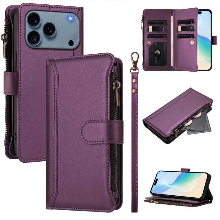 Ốp lưng da khóa nam châm có 9 ngăn đựng thẻ và dây đeo tay, dành cho iPhone 17e / 16e, dành cho iPhone 17 Pro Max, dành cho iPhone 17 Pro, dành cho iPhone 17, dành cho iPhone Air, dành cho iPhone 16 Pro Max, dành cho iPhone 16 Pro, dành cho iPhone 16 Plus