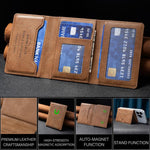 Ví Đựng Thẻ Da Ngang Nam Châm Màu Da Bóng