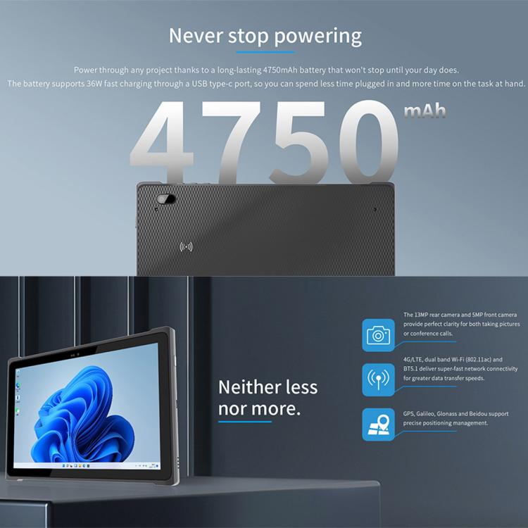 Máy tính bảng QCOM W1019 Windows 11 Pro, 8GB+128GB, màn hình 10.1 inch Qualcomm SC7180 Kryo 468 8C8T Octa Core, mạng 4G, OTG, phích cắm EU, Mỹ, Anh, Úc