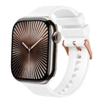Dây đeo đồng hồ silicone màu trơn khóa vàng hồng, dành cho Apple Watch 42mm / 41mm / 40mm / 38mm