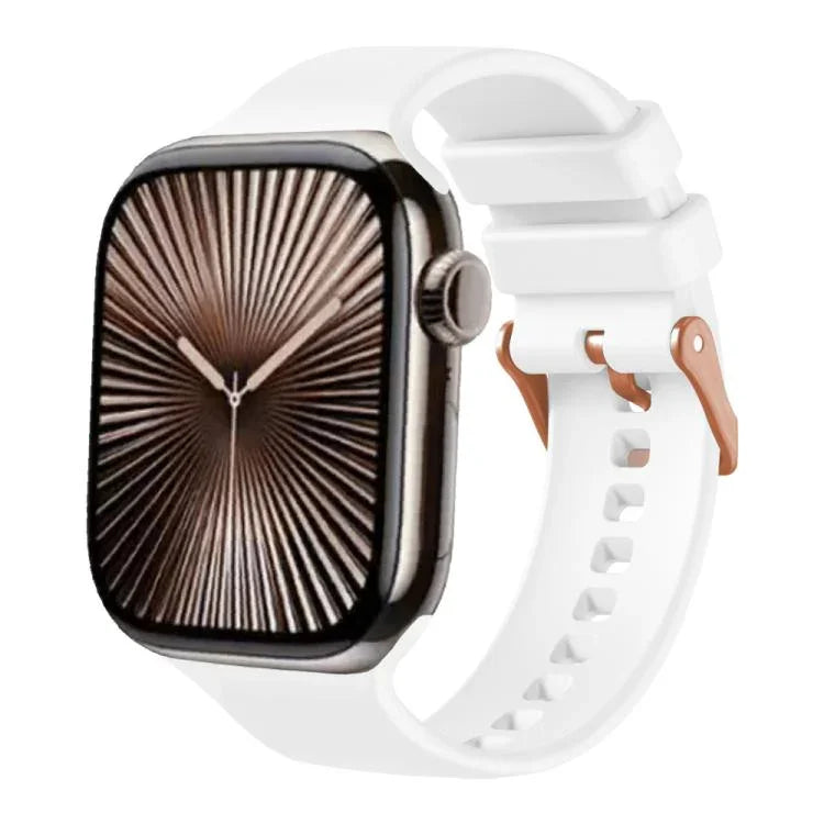 Dây đeo đồng hồ silicone màu trơn khóa vàng hồng, dành cho Apple Watch 42mm / 41mm / 40mm / 38mm