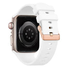 Dây đeo đồng hồ silicone màu trơn khóa vàng hồng, dành cho Apple Watch 42mm / 41mm / 40mm / 38mm